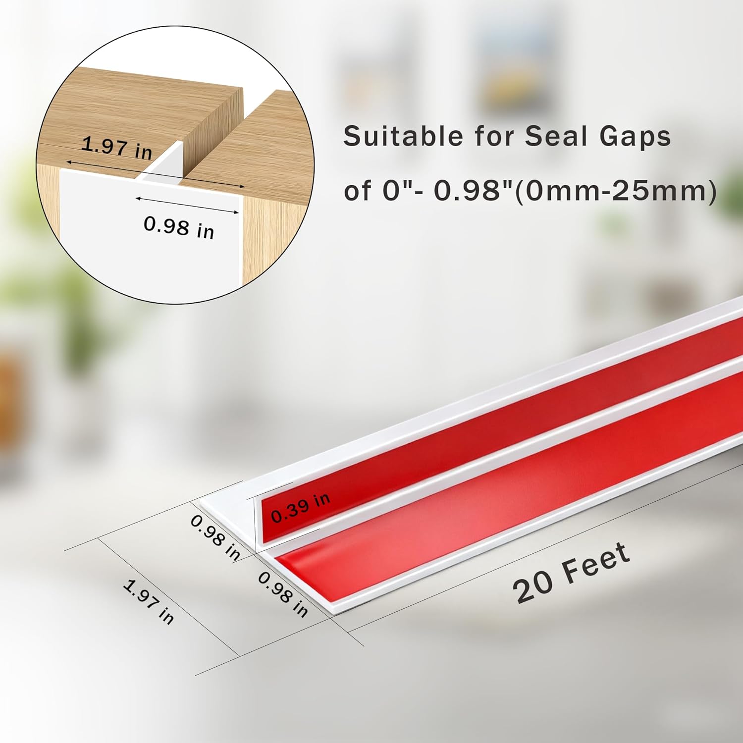 TAROSE 20Ft T-Shaped Door Draft Stopper, Silicone Weather Stripping Seal Tape for Doors and Windows - White, 2" Wide (50mm)