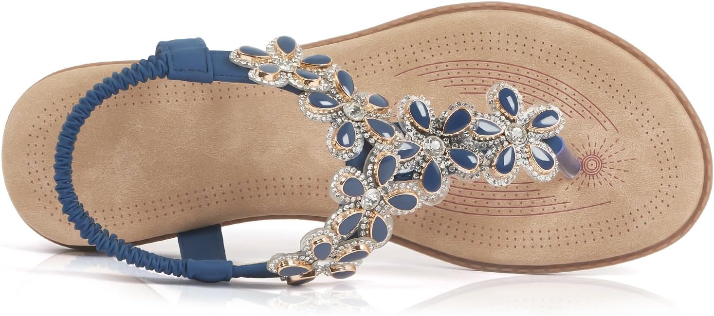 iCKER Women Sandals Rhinestone Dressy Casual Summer flat flip flops Comfortable Sandals - Image 2