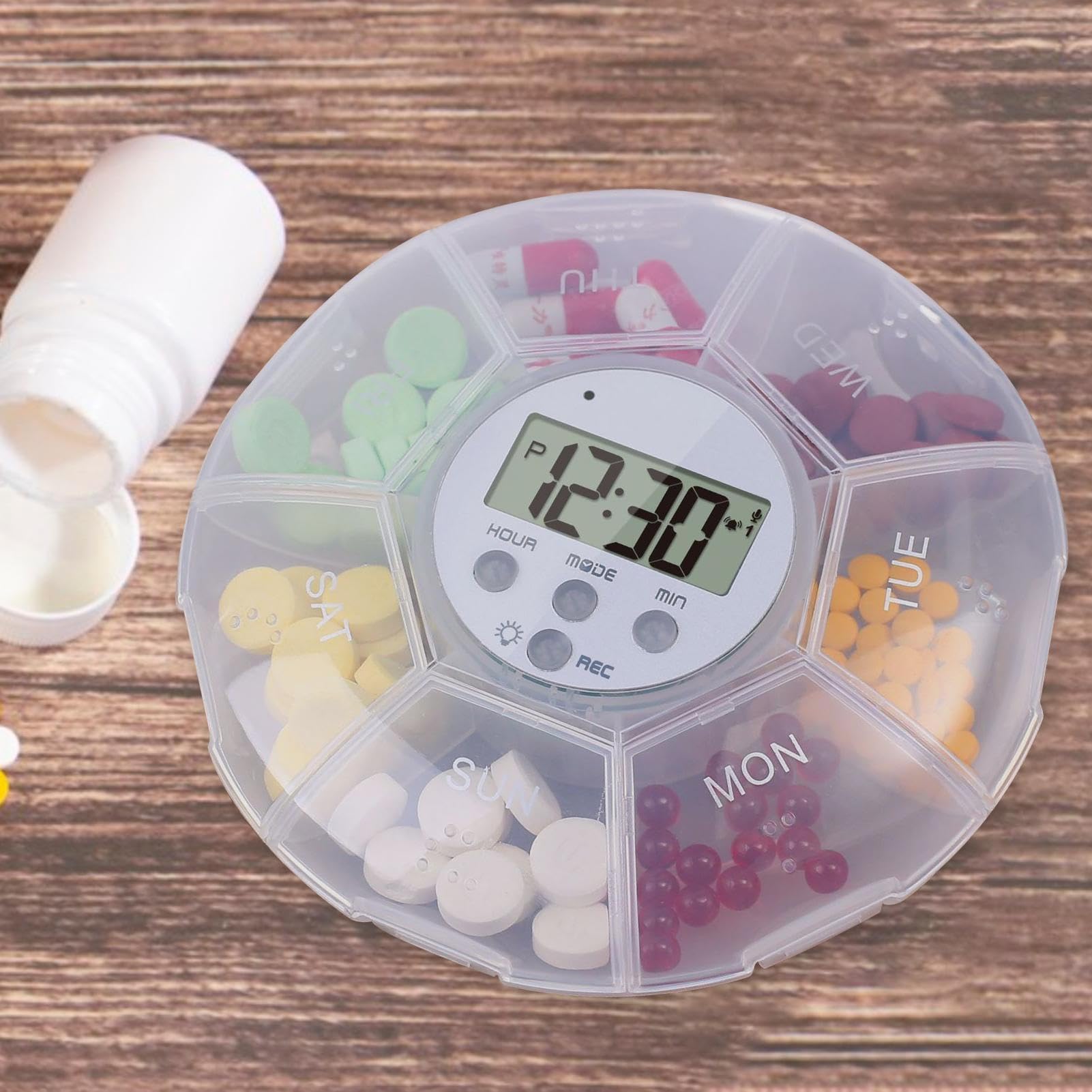Dispensatore Automatico Di Pillole - Dispensatore Automatico Di Pastiglie Con Allarme E Luci Led | Funzione di Registrazione, 7 Scomparti, Portapillole per Integratori e Prodotti per la Salute
