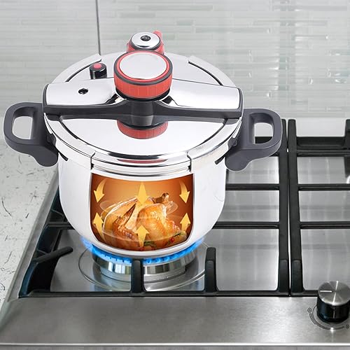 Miniatura 8 de Olla de cocción a presión, mango plegable, olla de cocción a presión de inducción para cocina llama abierta (9L)