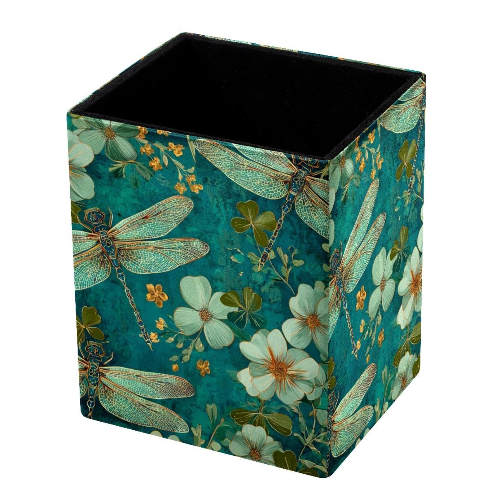 VAPOKF Pencil Holders for Desk, Dragonfly Printed Pen Holders Pen Pot Makeup Brushes Storage Desktop Stationery Supplies Organiser for Home Office