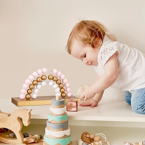 Miniatura 9 de Arrowbash Decoración de habitación de niñas con diseño de arco iris rosa, 8.66 x 5 pulgadas, color pastel, para habitación de niños, cuarto de