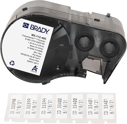 Miniatura 7 de Brady Auténticas (M5-116-427) Etiquetas envolventes de vinilo autolaminables de 2.5 pulgadas de alto x 1.5 pulgadas de ancho, negro sobre blanco,