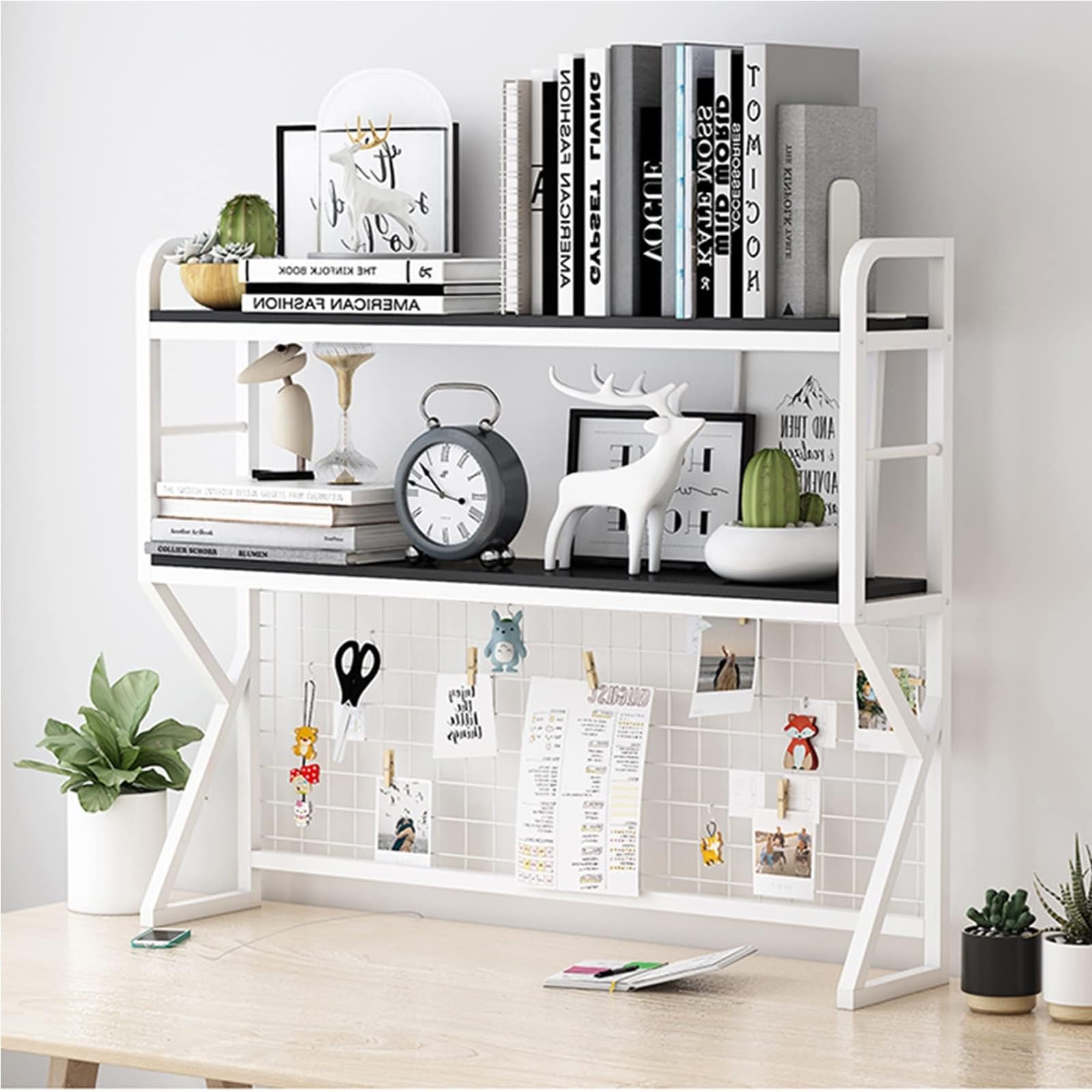 Bureau, Computertafel, Pc-Tafel, Kantoortafel, Met 2 Planken Rechts Of
