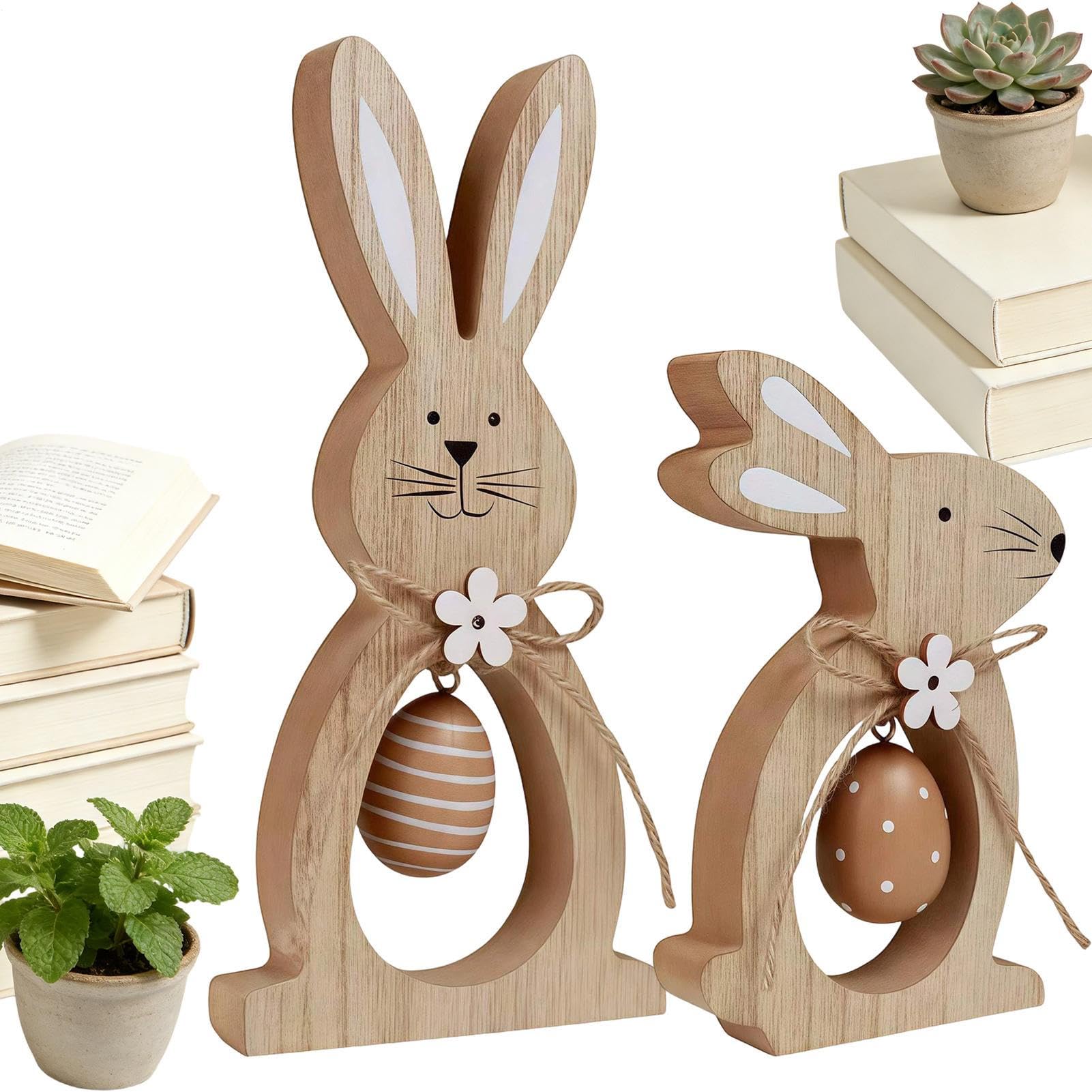 Lapin de Pâques en bois stable et compact pour décorer sans encombrer les meubles