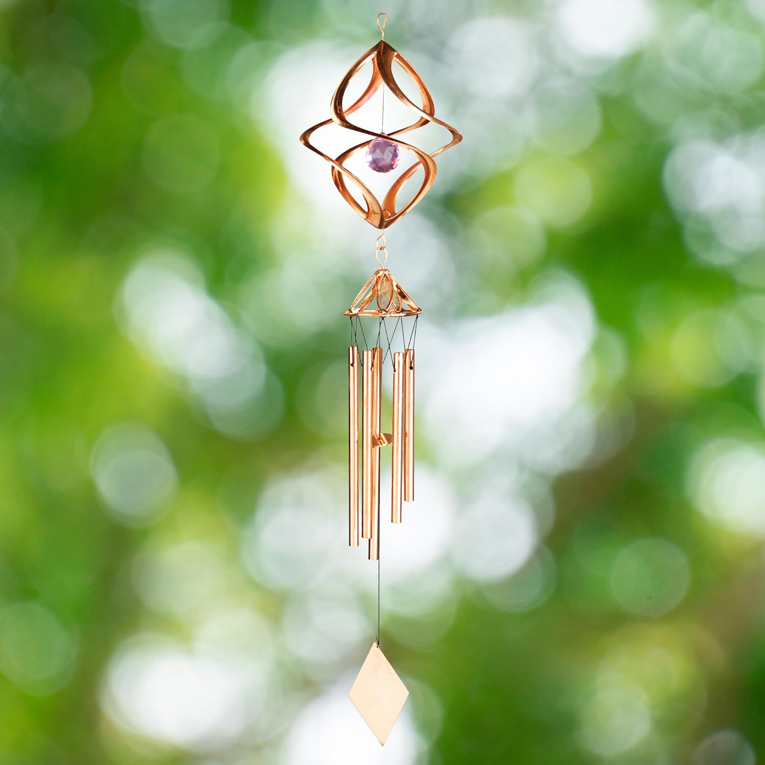 Red Carpet Studios Windchimes Cosmix Spinner Wind Chime, 25-Inches, Copper & Purple