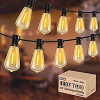 Vista 15 de Achin - Cadena de luces para exteriores de 100 pies G40 Globo de patio, luces LED impermeables al aire libre con 50+2 bombillas LED irrompibles