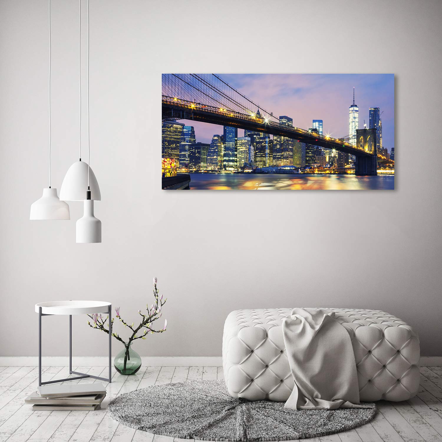 Tableau Décoratif Moderne Sur Verre Acrylique - Ville & Pont - 120x60 Cm - Marque Tulup