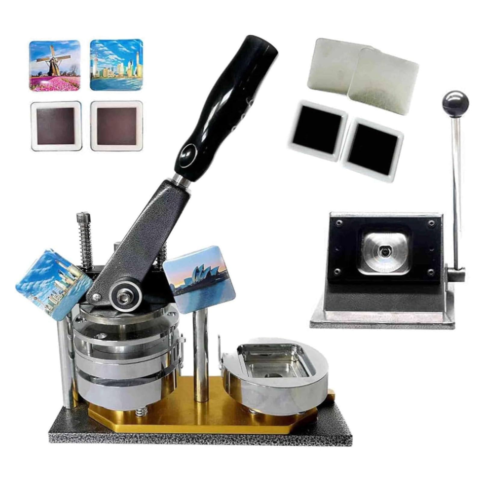 GTHTUHFD Fridge Magnet Machine Badge Maker Machine,50 * 50Mm Refrigerator Magnets,Fridge Magnet Button Badge Making, Professional Badge Maker With Paper Cutter + Components F