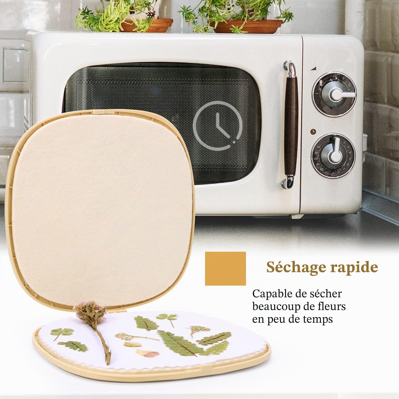 Aboofx Grand kit de presse à fleurs pour micro-ondes, 22,9 x 22,9 cm, kit de séchage de fleurs rapide pour adultes, fabrication rapide de plantes pressées, loisirs créatifs et cadeau