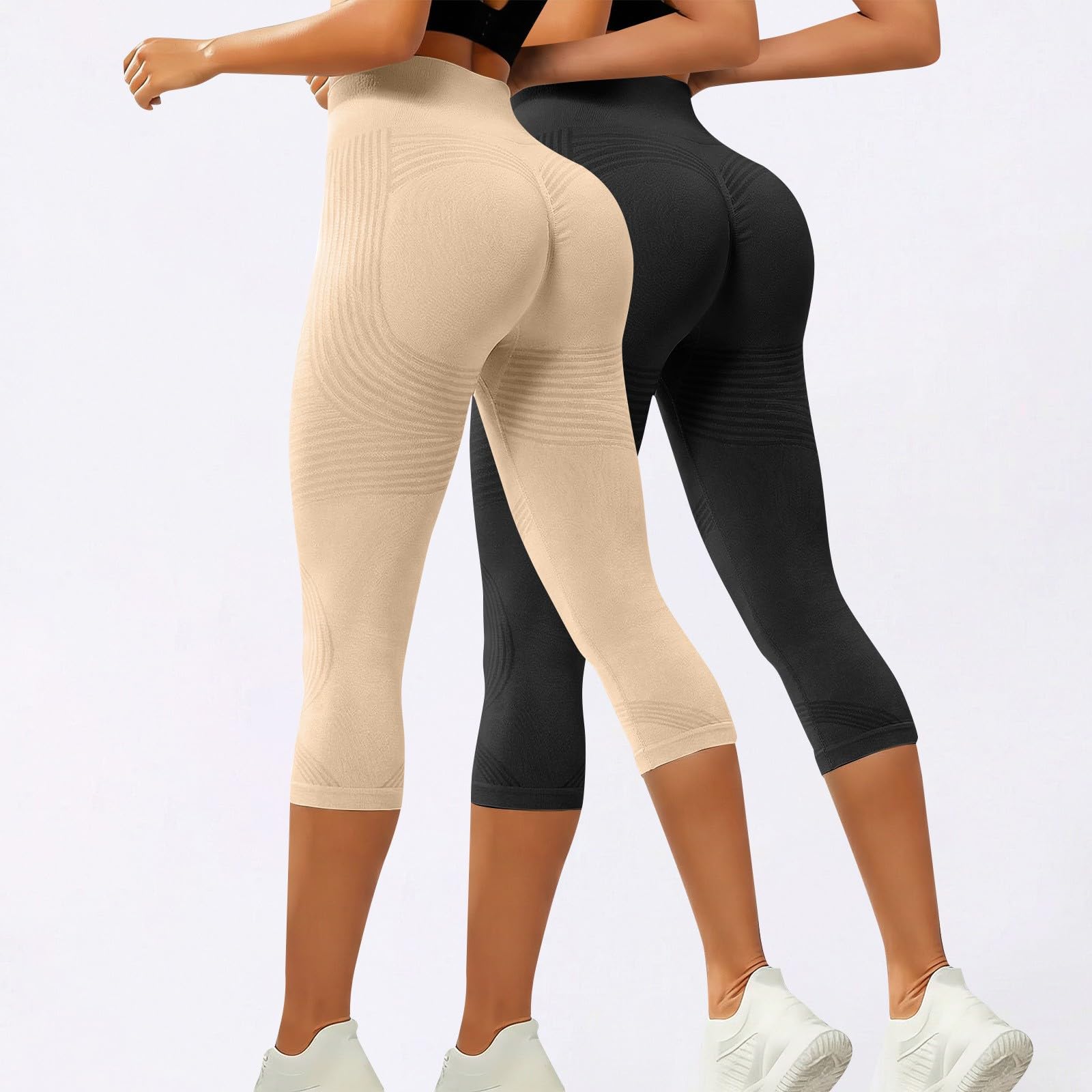 Pantaloni capri sportivi da donna con sollevamento dei glutei, pantaloni sportivi a vita alta, pantaloni a compressione per allenamento, pantaloni a 3/4, senza cuciture, comodi pantaloni da