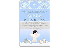 Bautizo Invitaciones En Español En Papel Fotografico Custom Azul
