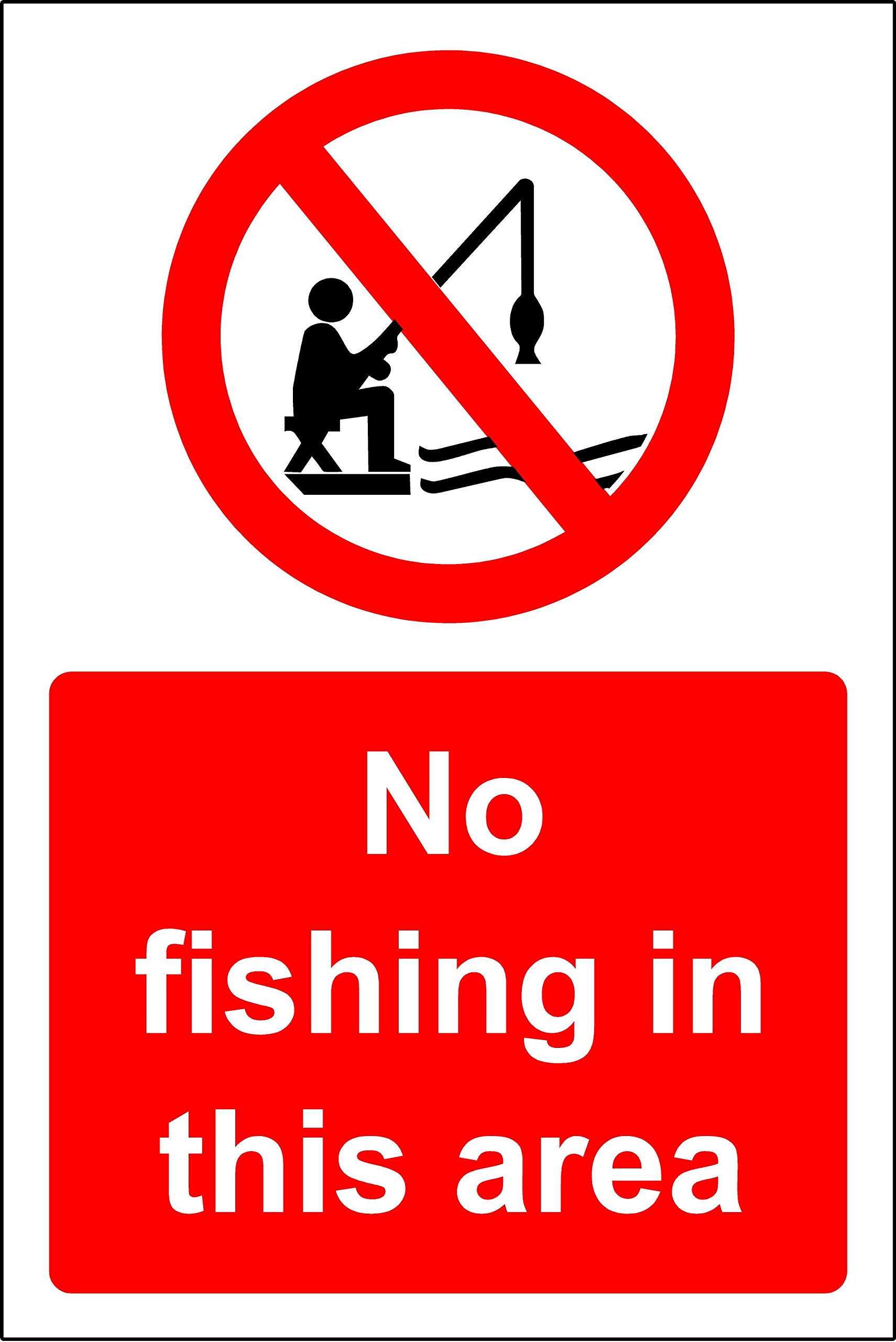 Kpcm Display Ltd No Fishing In This Area Safety Sign - 3Mm Aluminium Sign 300Mm X 200Mm