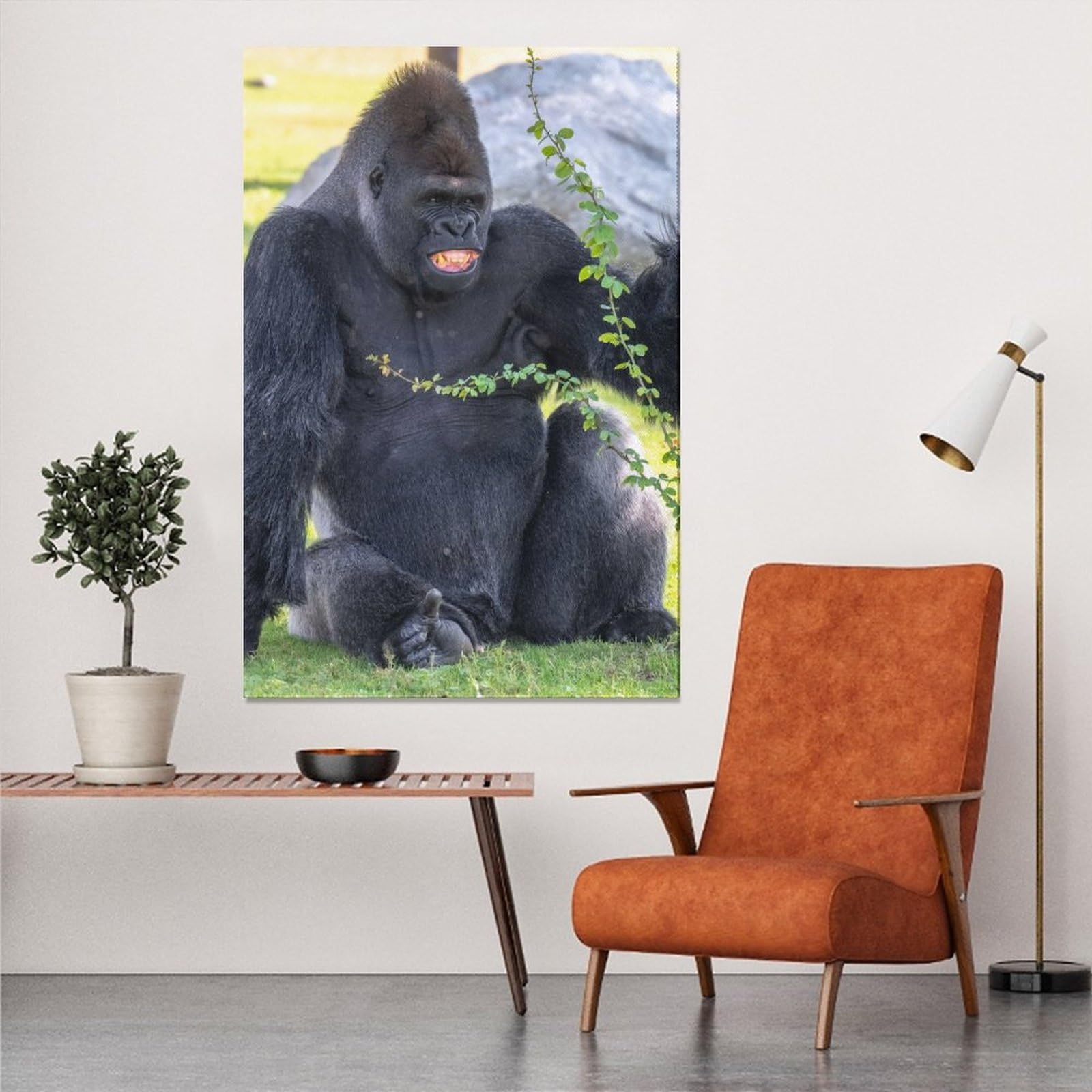 Scimmia Gorilla sul Divano Foto su Tela Wall Art Soggiorno Divano Sfondo Decorazione della casa Animale Poster 70x100cmx1 Pezzo Senza Cornice