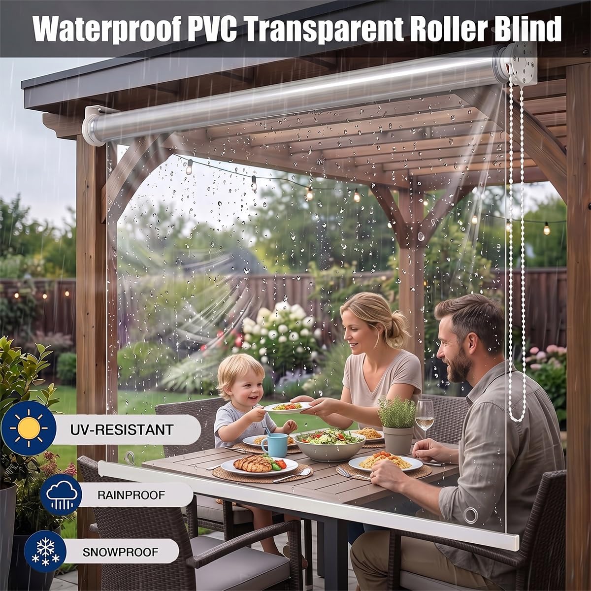Stores Enrouleurs en Vinyle, PVC Transparent Rideaux Enroulement Imperméable