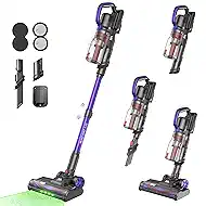 AlloyMove Cordless Vacuum Cleaner 45KPA, Up to 60mins Runtime Lightweight Powerful Suction Vacuum Cleaners for Home, 3 Suction Modes, Rechargeable Stick Vacuum for All Floor/Carpet/Pet Hair/Car, A03