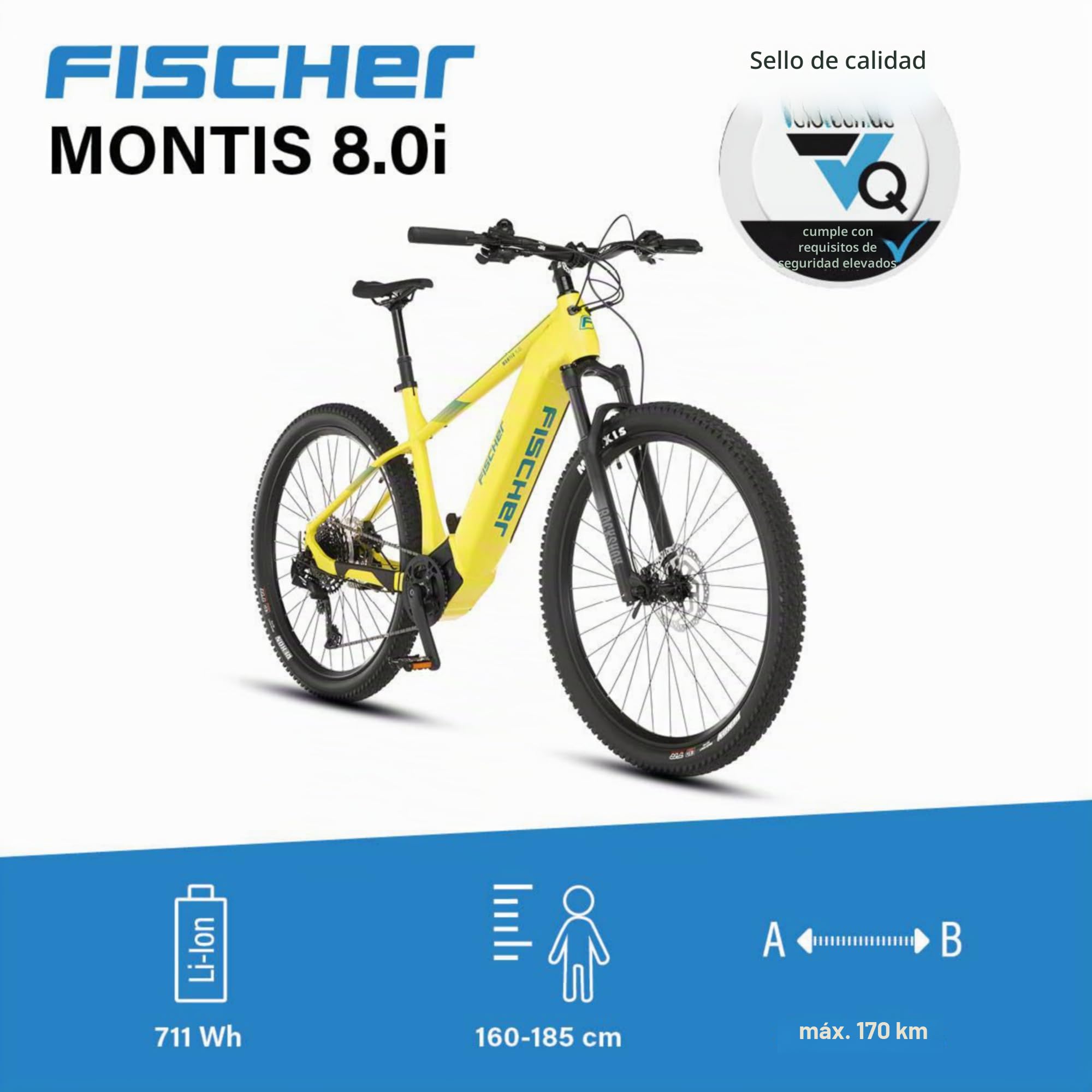 Fischer Montis 8.0i - Bicicleta eléctrica de montaña eléctrica para Hombre y Mujer, Motor Central, 90 NM, batería de 36 V
