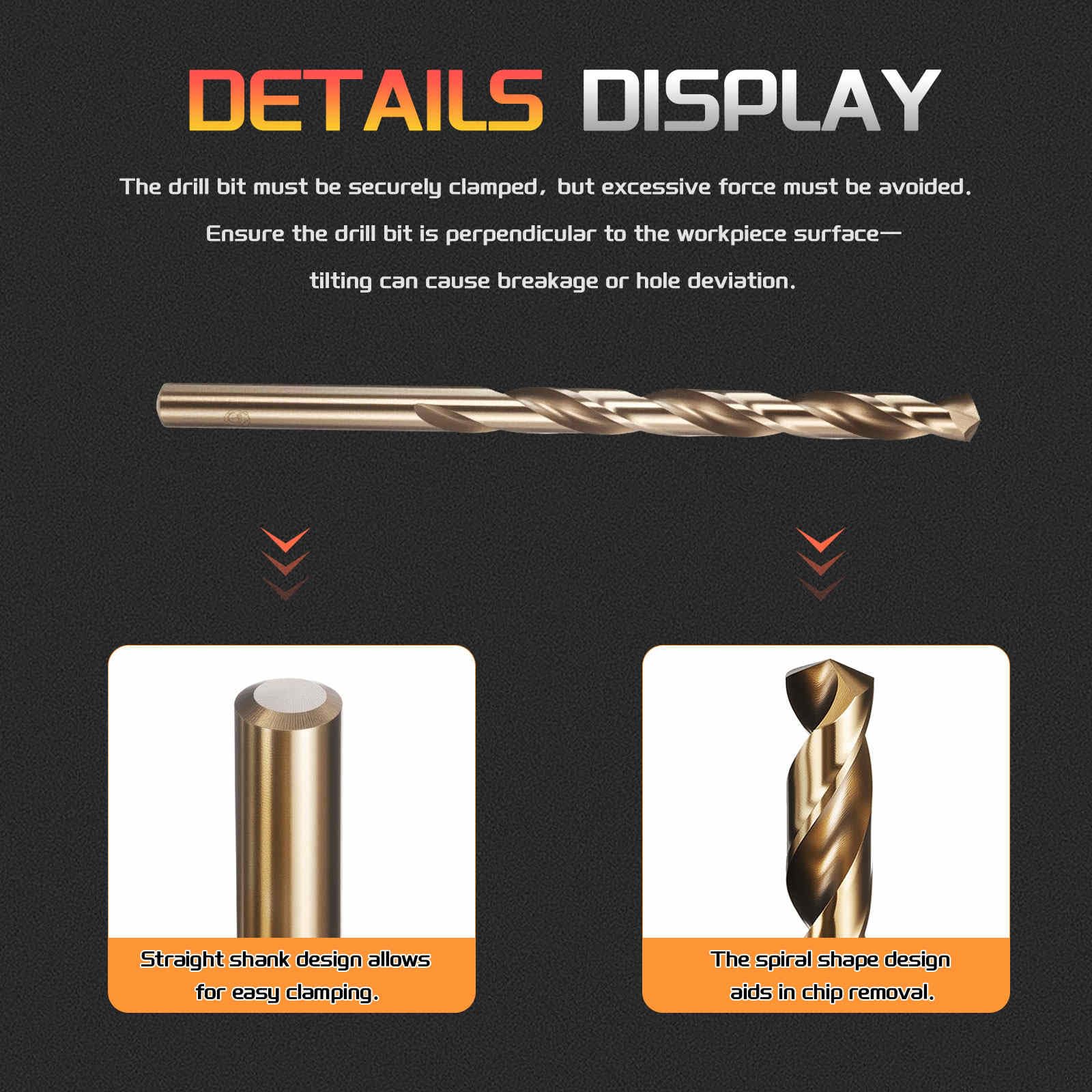 CoCud 5.8mm Drill Bit, #1 Cutting Diameter, 4341 HSS Number Jobber Bits Gold Finish 135° Cutting Angle - Image 3