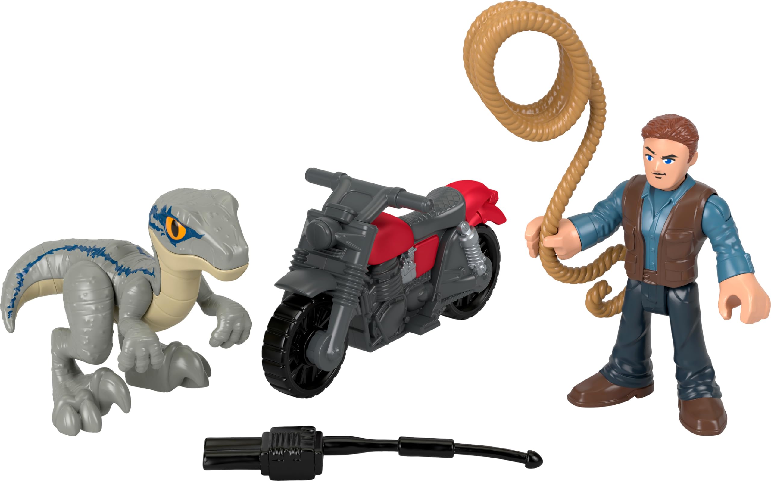 Fisher-Price Imaginext Jurassic World - Juego de Dinosaurios Owen Grady y Figura Azul para Juegos preescolares a Partir de 3 años