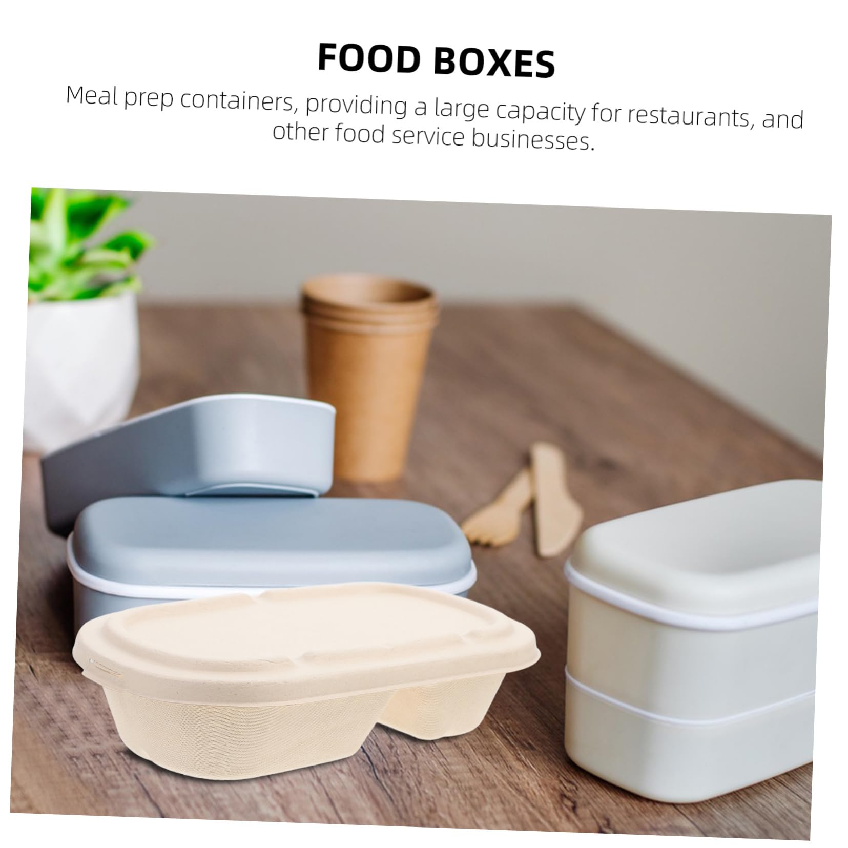 Caja de Pulpa Desechable 850ml Khaki 25 Juegos para Comida
