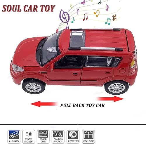 Miniatura 2 de Autos de juguete moldeados a presión, modelos KIA Soul, autos de tracción trasera, juguete de coche con sonido y luz para niños de más de 3 años