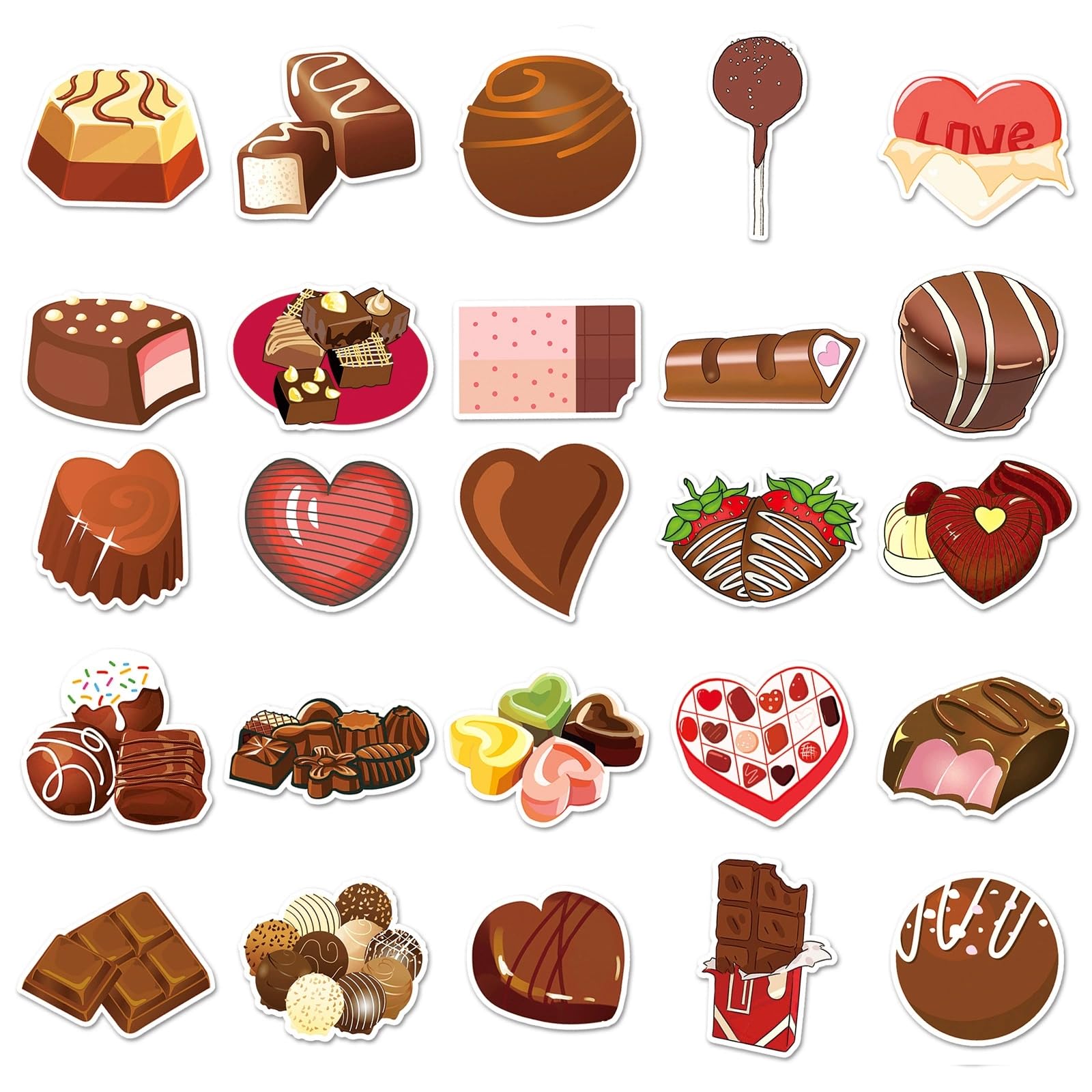 50Pcs ChocolateWaterproof Vinyl Decals for Water Bottles Laptop Luggage Cup Computer Mobile Phone Skateboard Cartoon Cute Chocolate Stickers Pack Stickers for Kids,Toddlers,Teens,Girls - Image 4