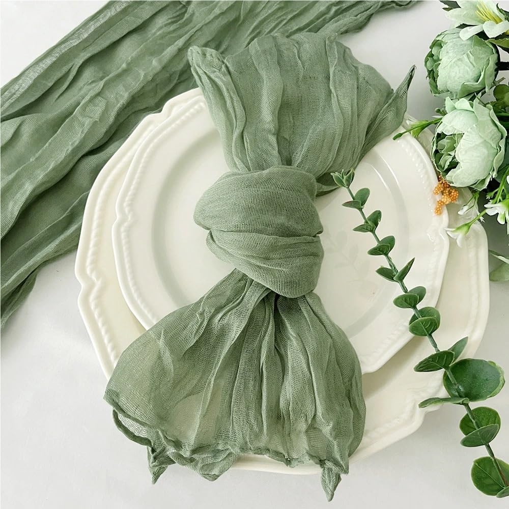cloth napkins, 20PCSs,Gauze Napkins For Xmas New Year Decoration Dinner Birthday Home Party Wedding Table Decor(Green)