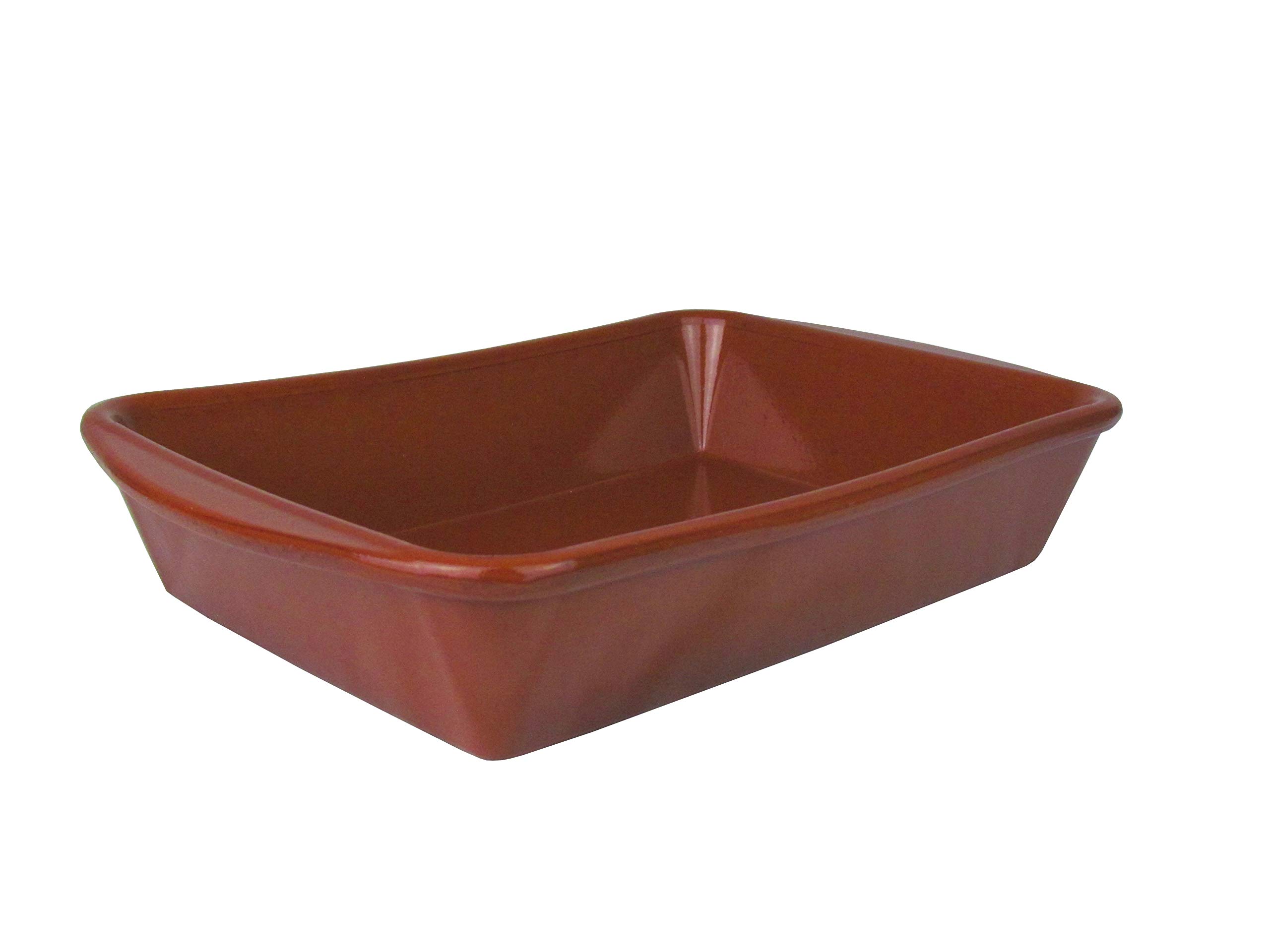 Fuente mediterránea de arcilla esmaltada, fácil de limpiar (grande aprox. 38 x 26 x 5 cm)