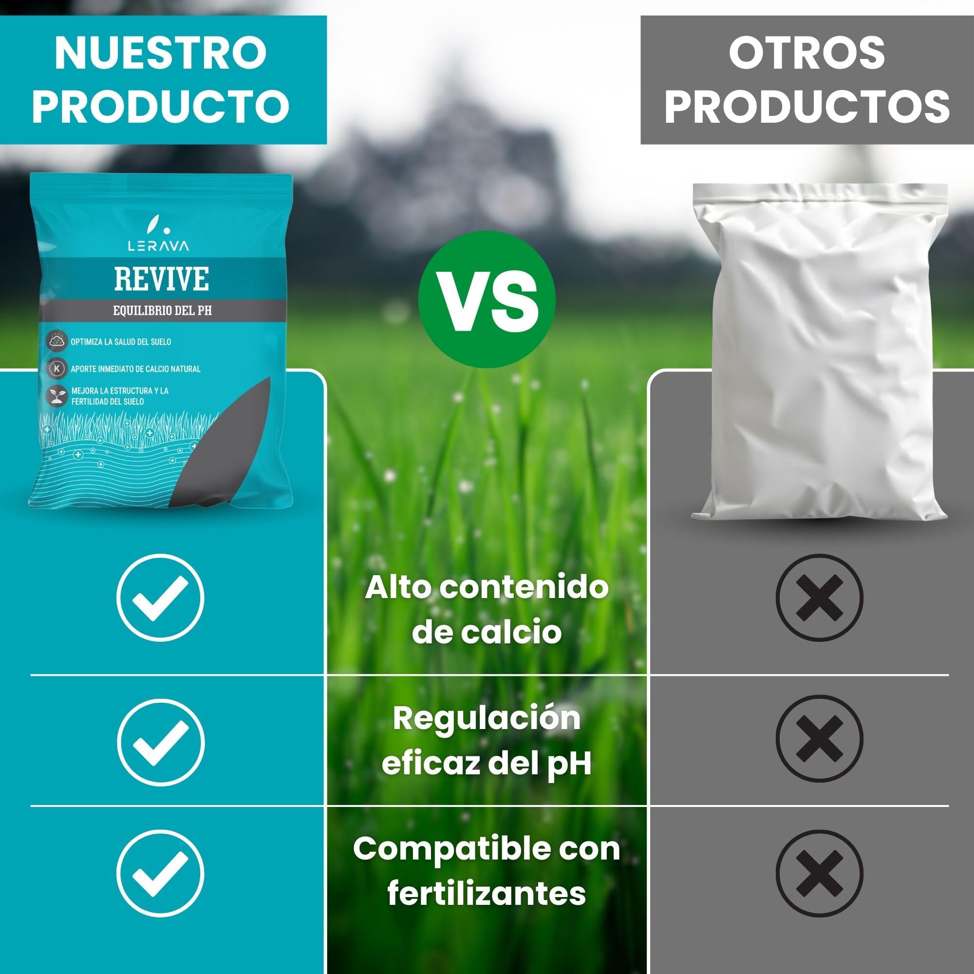 LERAVA Revive (9 kg) - Cal para césped para equilibrio óptimo del pH - enmienda calcárea para mejorar la estructura y fertilidad del suelo- aporte natural de calcio para césped denso y resistente