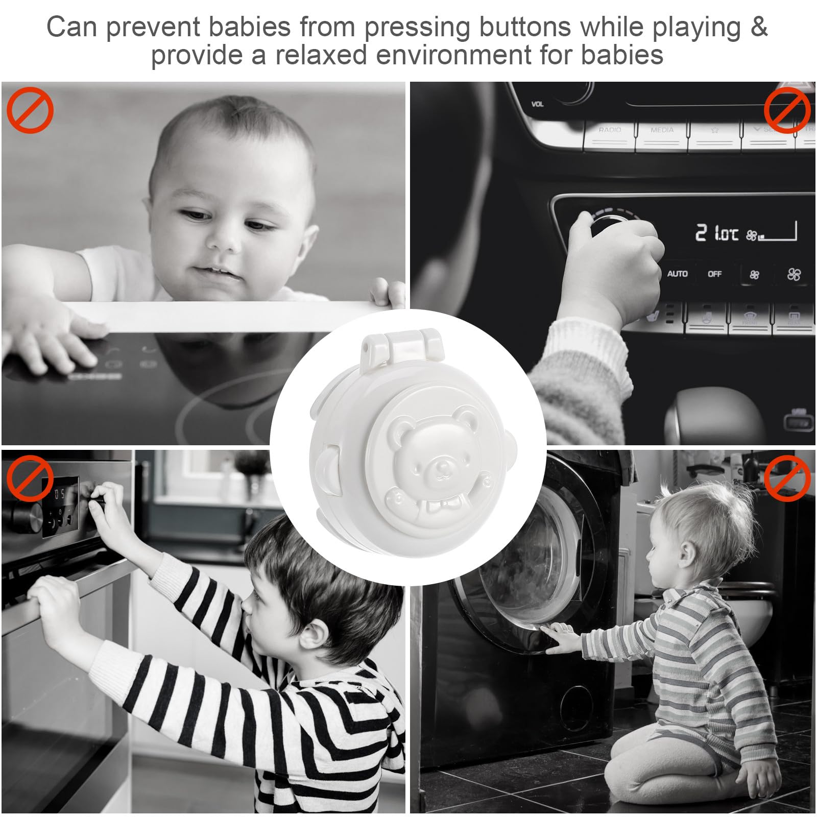 POPETPOP Juego de 4 Cubiertas Protectoras para Botones Eléctricos Cerradura Infantil, Bloqueo de Botón de Arranque para Lavadora, Protección contra Uso Accidental en Casa y Coche