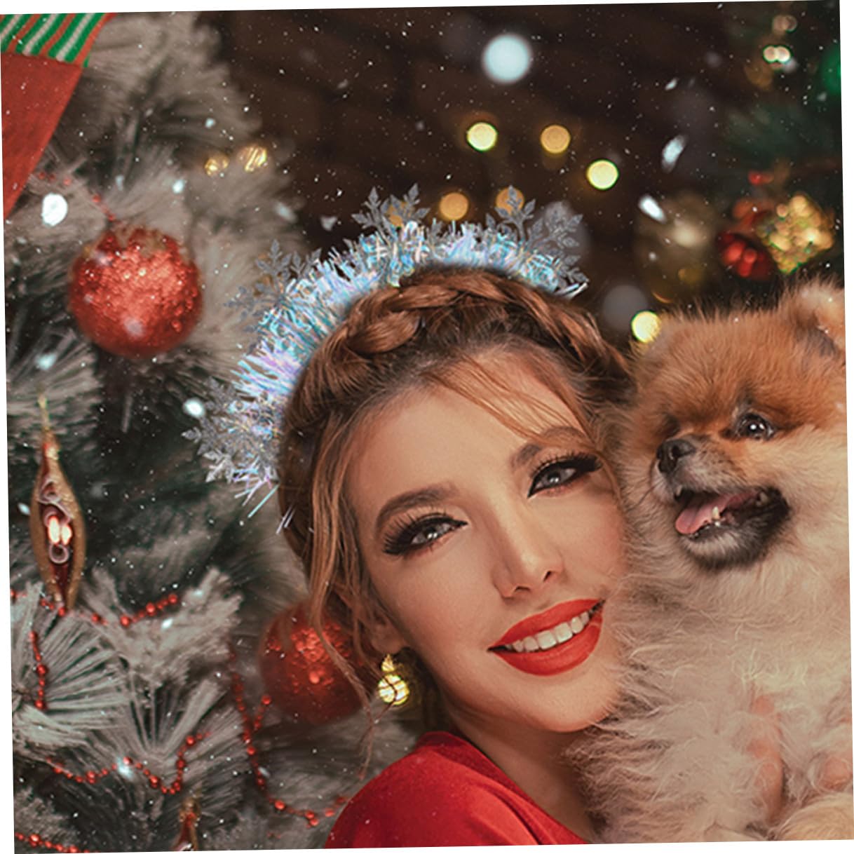 GANAZONO 3pezzi Fascia per Capelli Invernale Donna Fiocchi di Fascia per Capelli Natalizia Glitter per Feste da Donna
