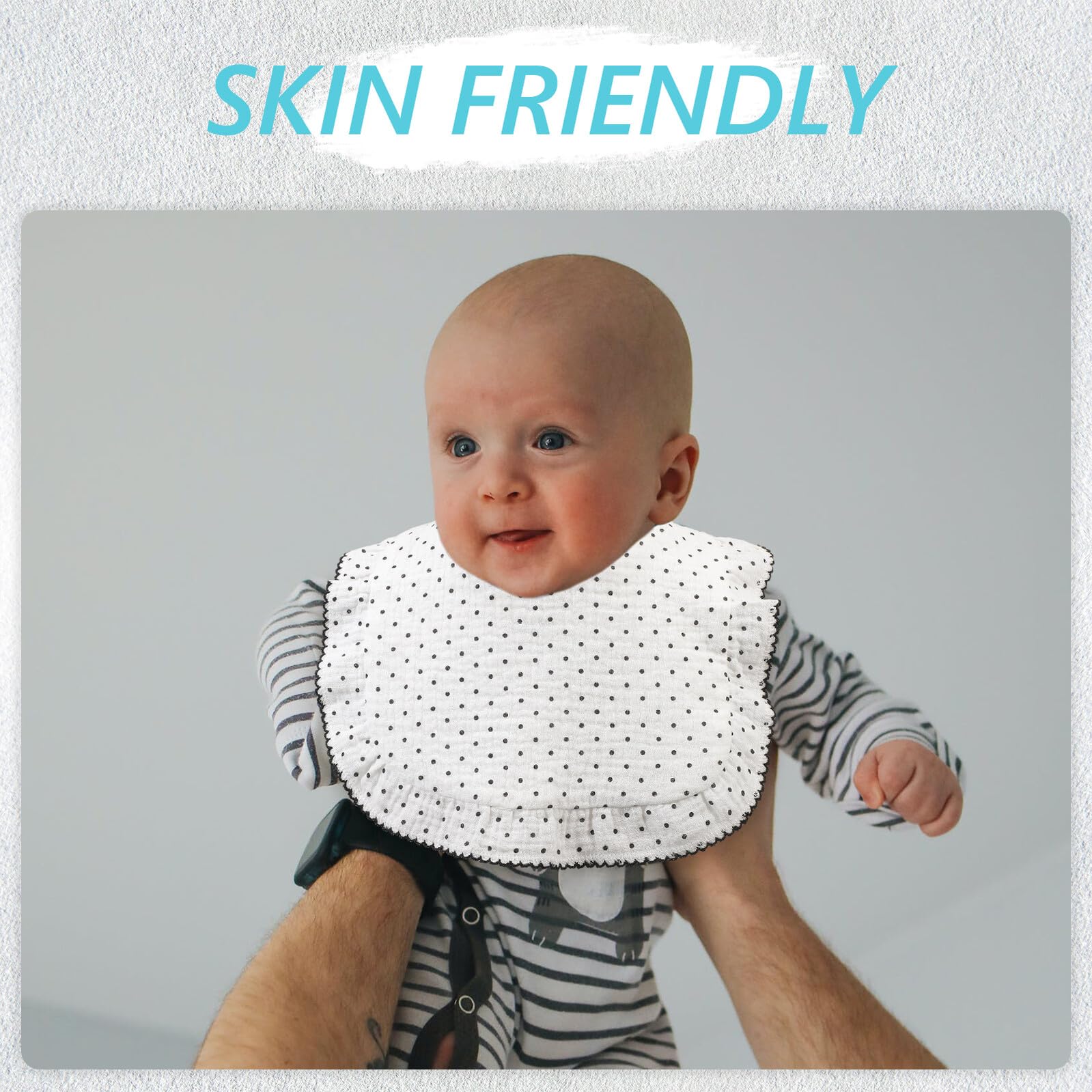 ibasenice Bavoir Coton Premium Doux Absorption Salive Imprimé Adorable avec Bordure Brodée Protection Anti-taches Fermeture Pression Pratique Né