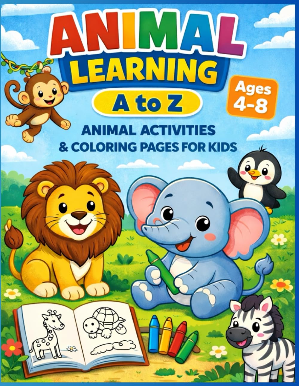 Animal A to Z Coloring Book for Kids Ages 4-8: Alphabet Animals with Easy Coloring Pages and Early Learning Fun (Amazing Animals for Kids Series)