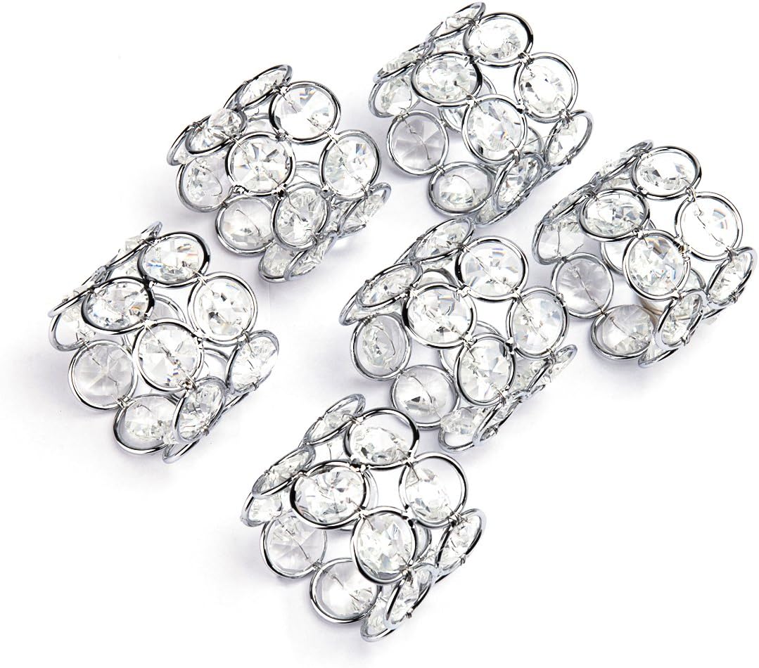Up To 40% OFF Feyarl Set of 6 pcs Handmade Napkin Rings Sparkly Crystal Beads Table Dinner Napkin Holders for Wedding Centerpieces Special Occasions Festival Celebration