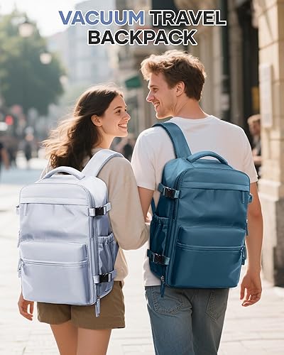 Vista 120 de VECAVE Mochila de viaje para laptop, mochila aprobada para vuelos,Mochila deportiva para universidad casual, E-peacockblue, Mochila para laptop