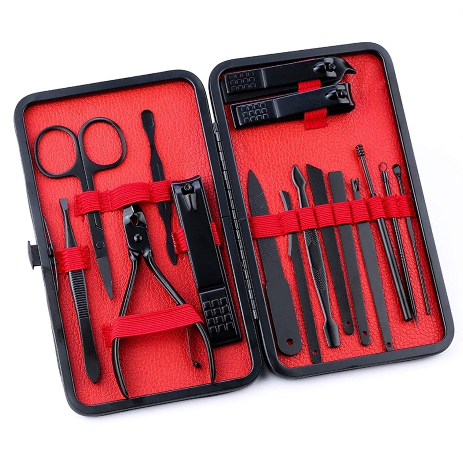 Coupe-ongles SCRUBY ensemble de 16 pièces en acier inoxydable avec boîte
