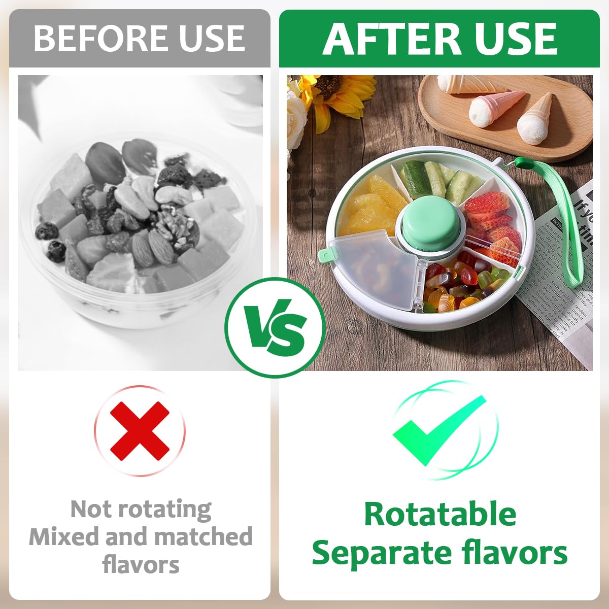 BellaGesundheit Snack-Spinner 5 Fächer - Drehbare Snackbox Für Obst, Nüsse & Süßigkeiten