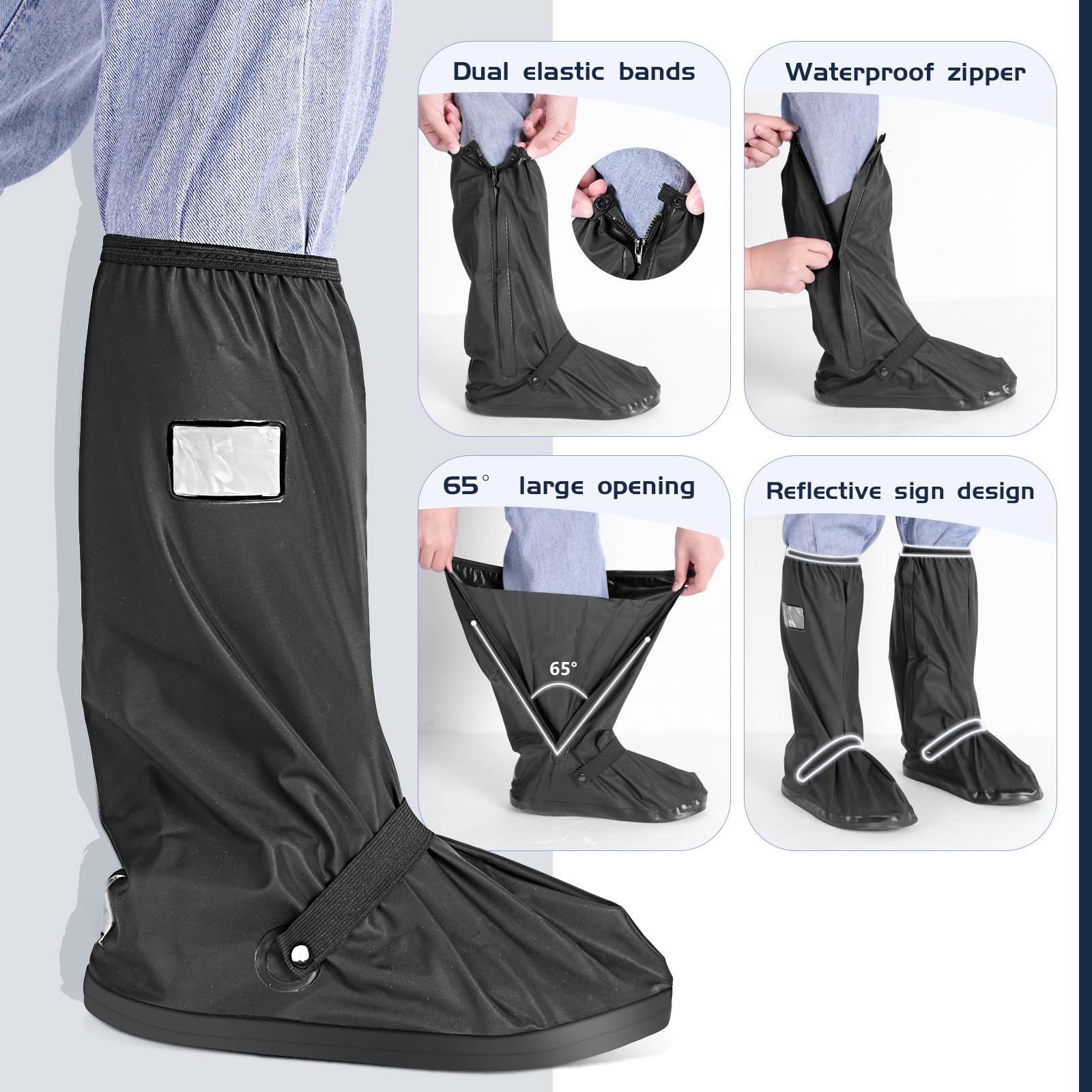 AiQInu Surchaussures Imperméable, Couvre Chaussure Impermeable Avec Bandes RéfléChissantes, Réutilisables Couvre Chaussure Imperméables, Surchaussures Étanches Pluie AiQInu Surchaussures Imperméable, Couvre Chaussure Impermeable Avec Bandes RéfléChissantes, Réutilisables Couvre Chaussure Imperméables, Surchaussures Étanches Pluie