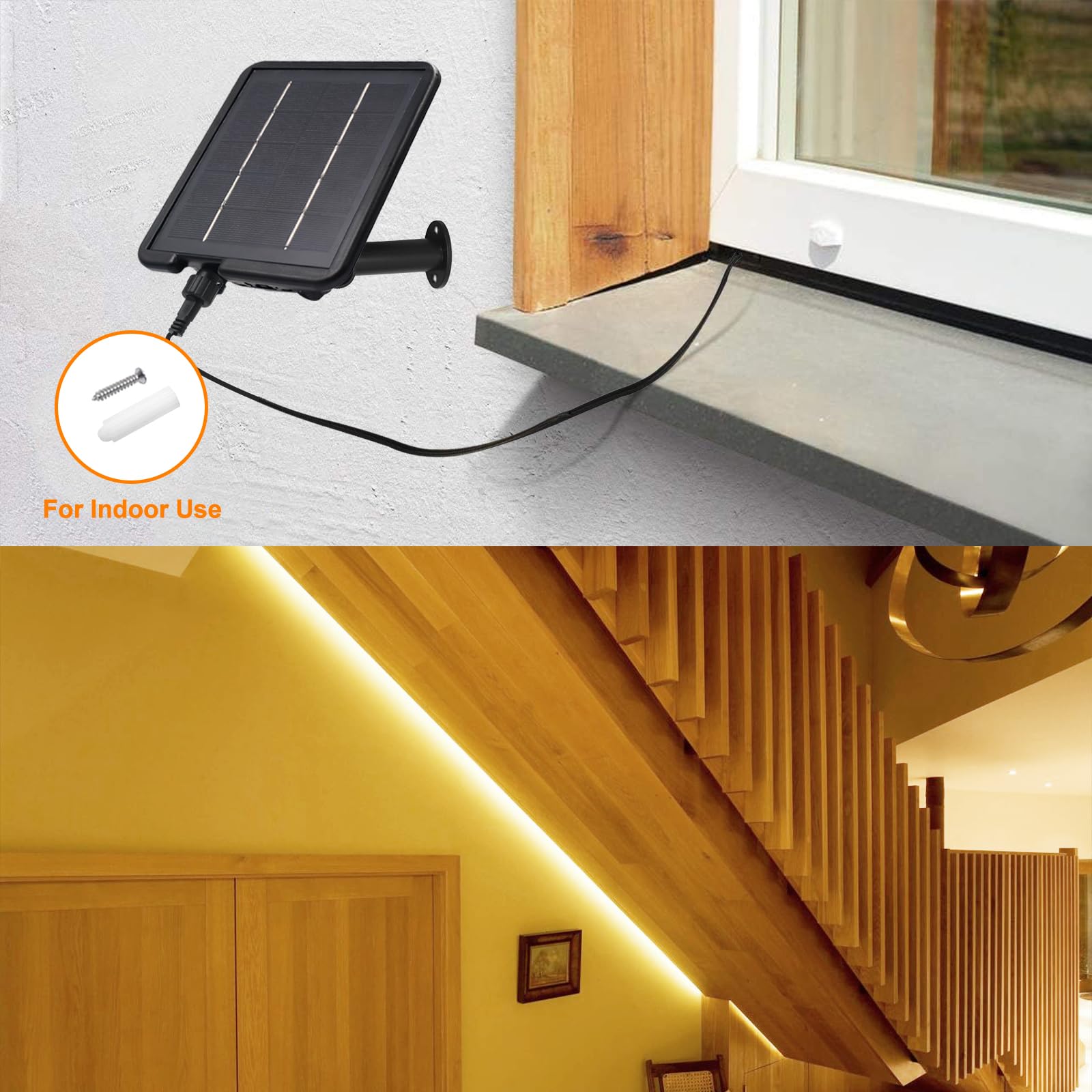 KISUFU Luces Exterior Solar 24V, Luminoso en ambos lados COB 320 Leds/m Neon Tira de Luz LED 8 Modos de Luz Luces Solares con 7200mah Panel Solar Para Jardines, Patio, Dormitorio, Decoración Party.