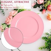 Vista 17 de Gerrii 12 Pcs Metallic Bead Charger Plates 13 Inch Plastic Round Plates Bulk Wedding Beaded Chargers for Table Party Event Decoration(Gold)