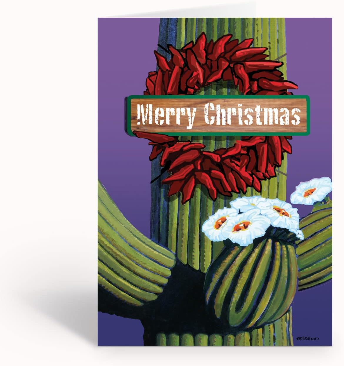 Stonehouse Collection | Personalized Merry Christmas Saguaro Christmas Card | 24 Custom Southwest Cards & Envelopes | Western, Southwest| USA Made (Personalized)