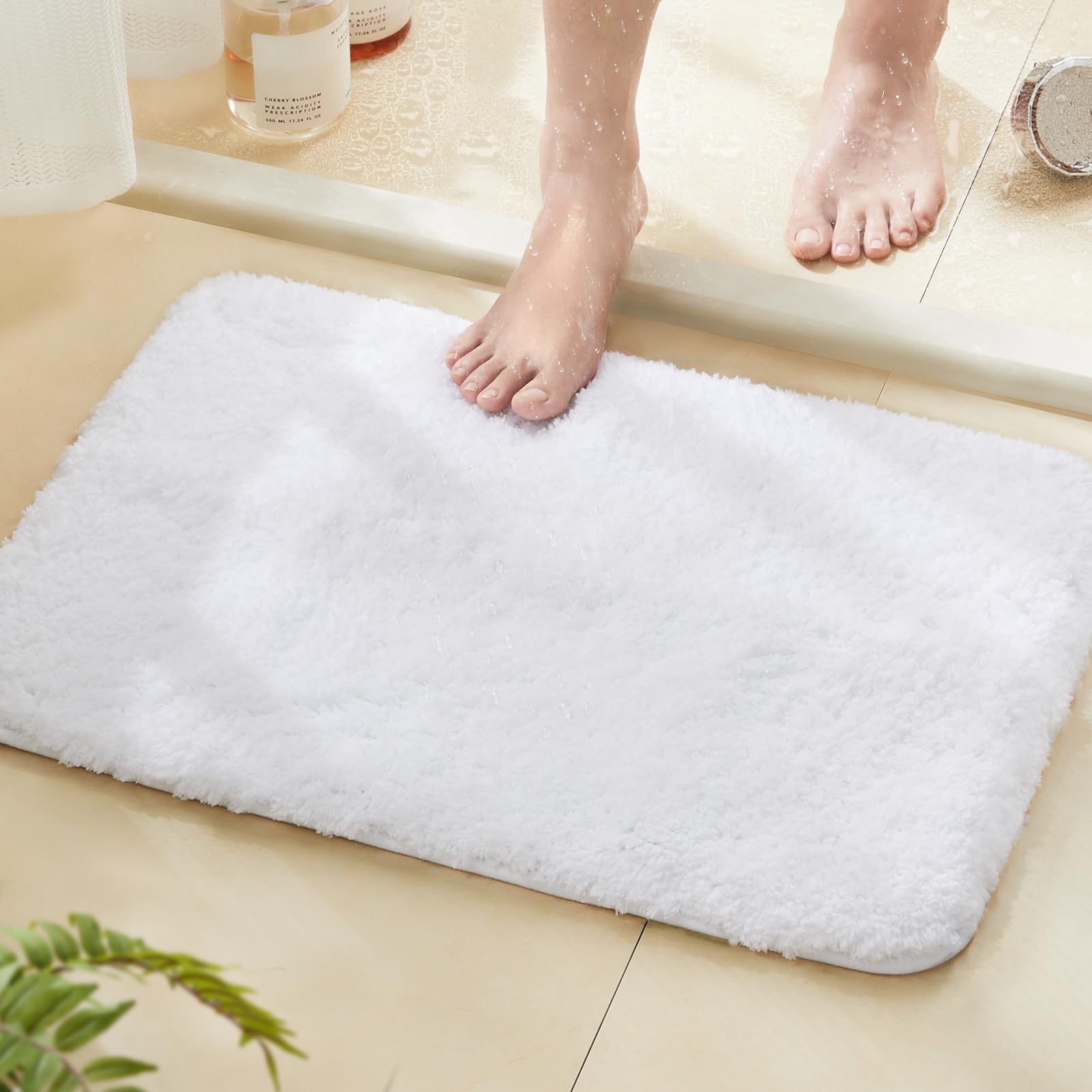 TECHMILLY Super Soft Shaggy Bathroom Rugs, Absorbent Thick Non Slip Microfiber Bath Rugs, Quick Dry Machine Washable Bath Mat for Bathroom Floor,