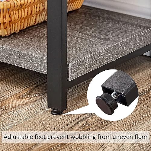 Miniatura 32 de BON AUGURE Mesa de entrada, mesas consola de 47 pulgadas para entrada, mesa estrecha para sofá para sala de estar, estantes de madera de 3 niveles