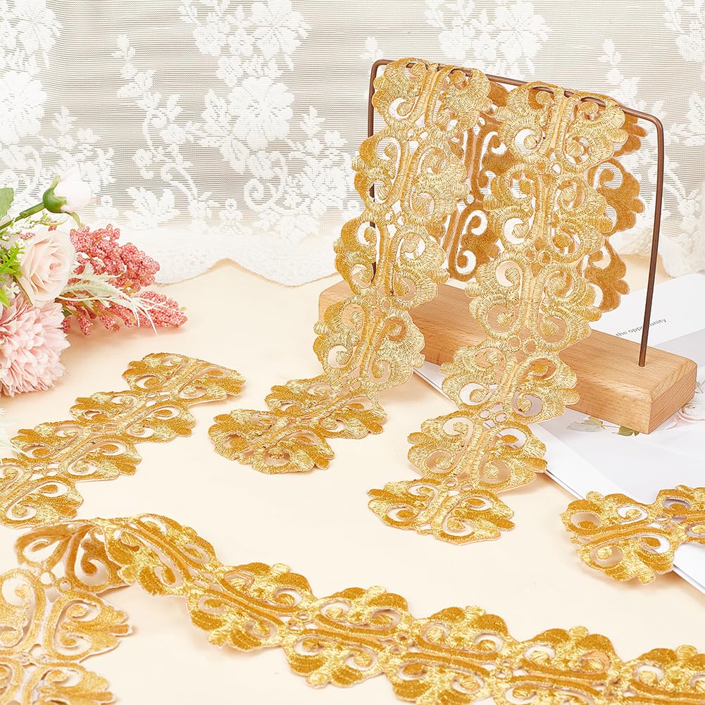 Gold Thread Embroidery FINGERINSPIRE 2.2Yard(2m) Iron On Metallic Lace ...