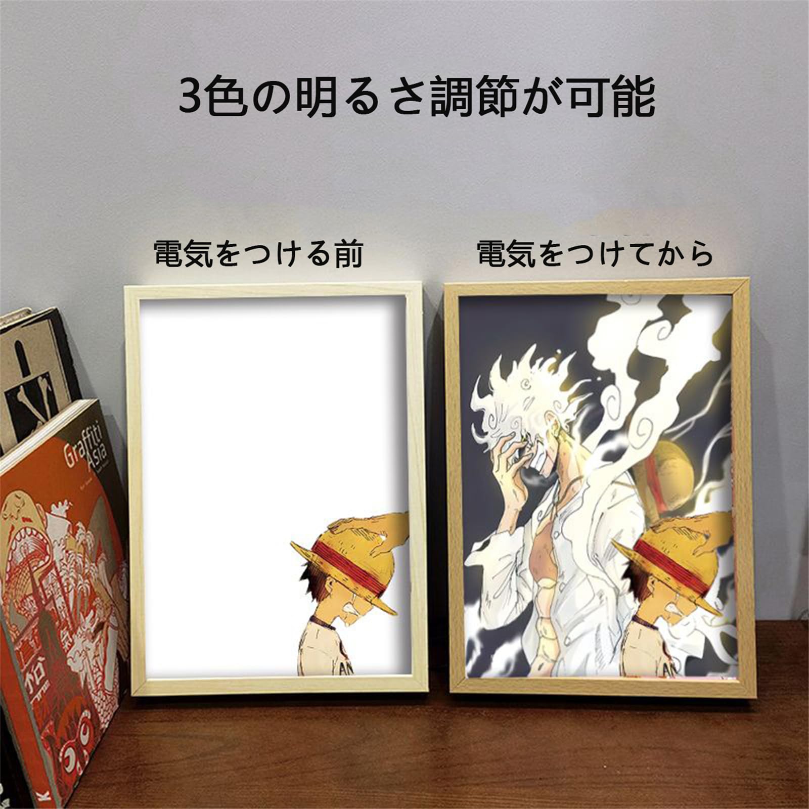 Amazon.co.jp : [WUKO] ONE PIECE 周辺 灯光画 絵画 照明 モンキー・D