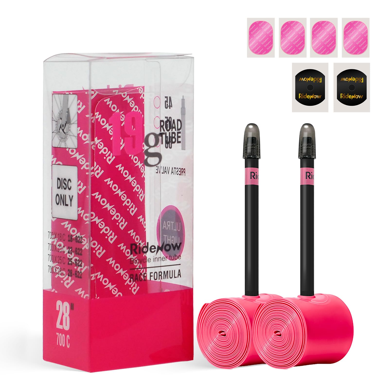 RideNow 19g 2-Pack TPU Inner Tube 700 x 18C-28C with 65mm Presta Valves