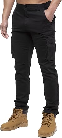989Z  ENZO Mens Cargo Combat Pants Straight Leg Regular Fit Chino Trousers EZ425