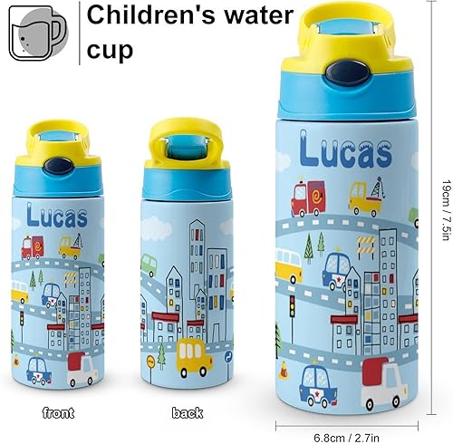 Miniatura 10 de Artsadd Botella de agua personalizada para niños, botella de agua con nombre personalizado con pajita, regalo personalizado para niños y niños, vaso