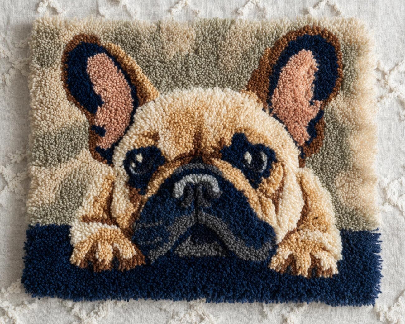AMBATTERY Latch Hook Rug Kit Cartoon Bulldog 60x40cm
