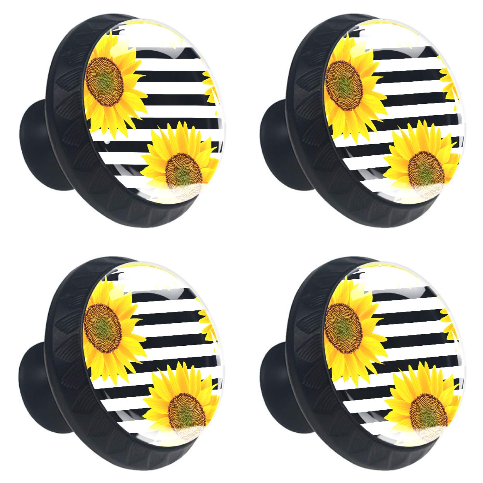 Poignées bouton de meuble placard et tiroir tournesol jaune x4